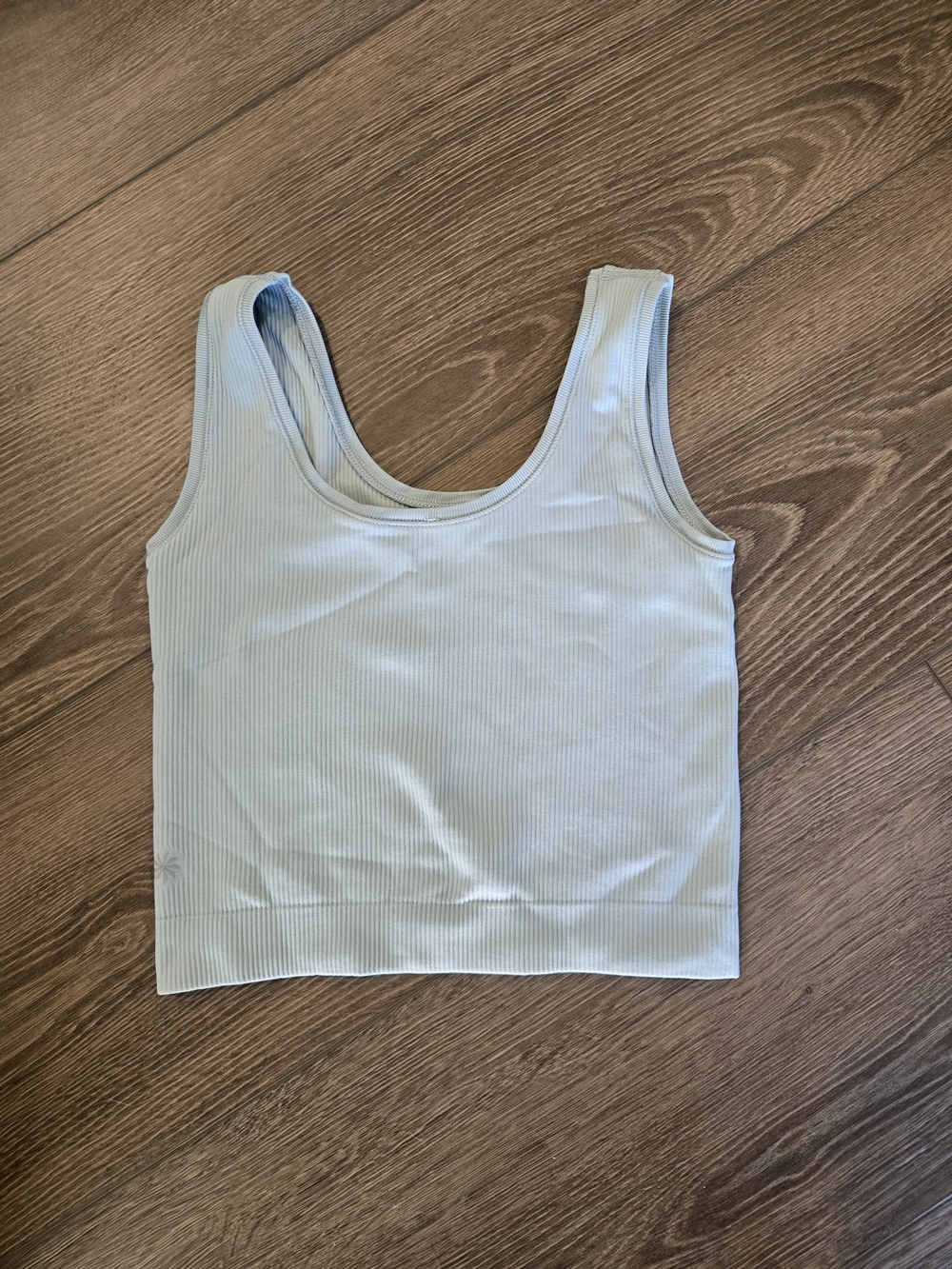 Athleta Pale Blue Ribbed Scoop Crop Tank